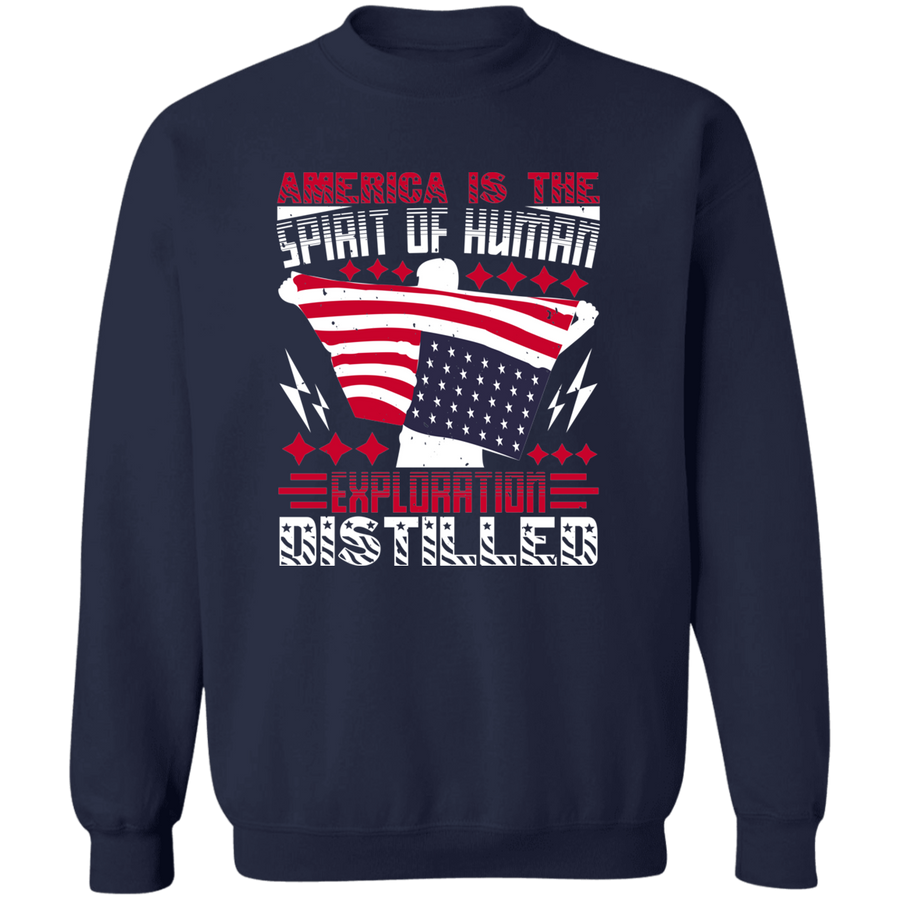 America Is the Spirit of Human Exploration Distilled Pullover Sweatshirt