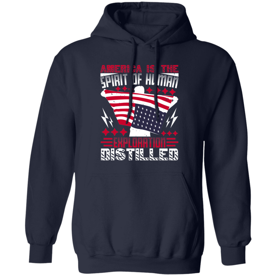 America Is the Spirit of Human Exploration Distilled Pullover Hoodie